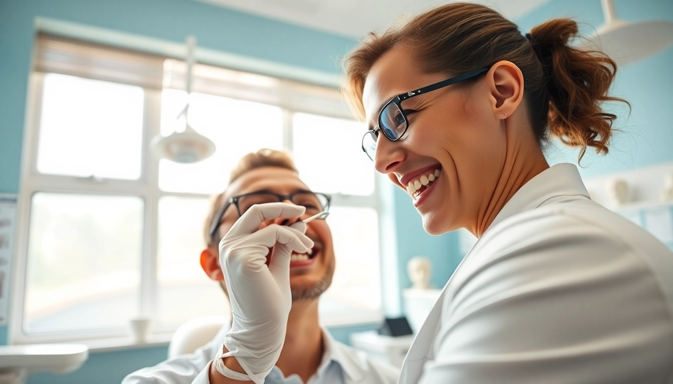 Orthodontist discussing braces cost Myrtle Beach with a patient in a bright dental clinic.