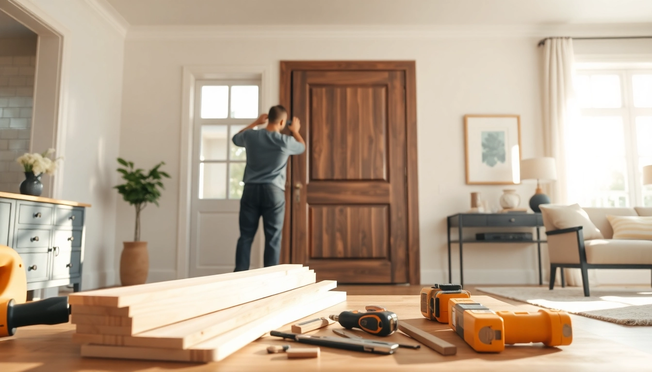 Install a new door in Portland, Oregon, showcasing door replacement installation professionalism.
