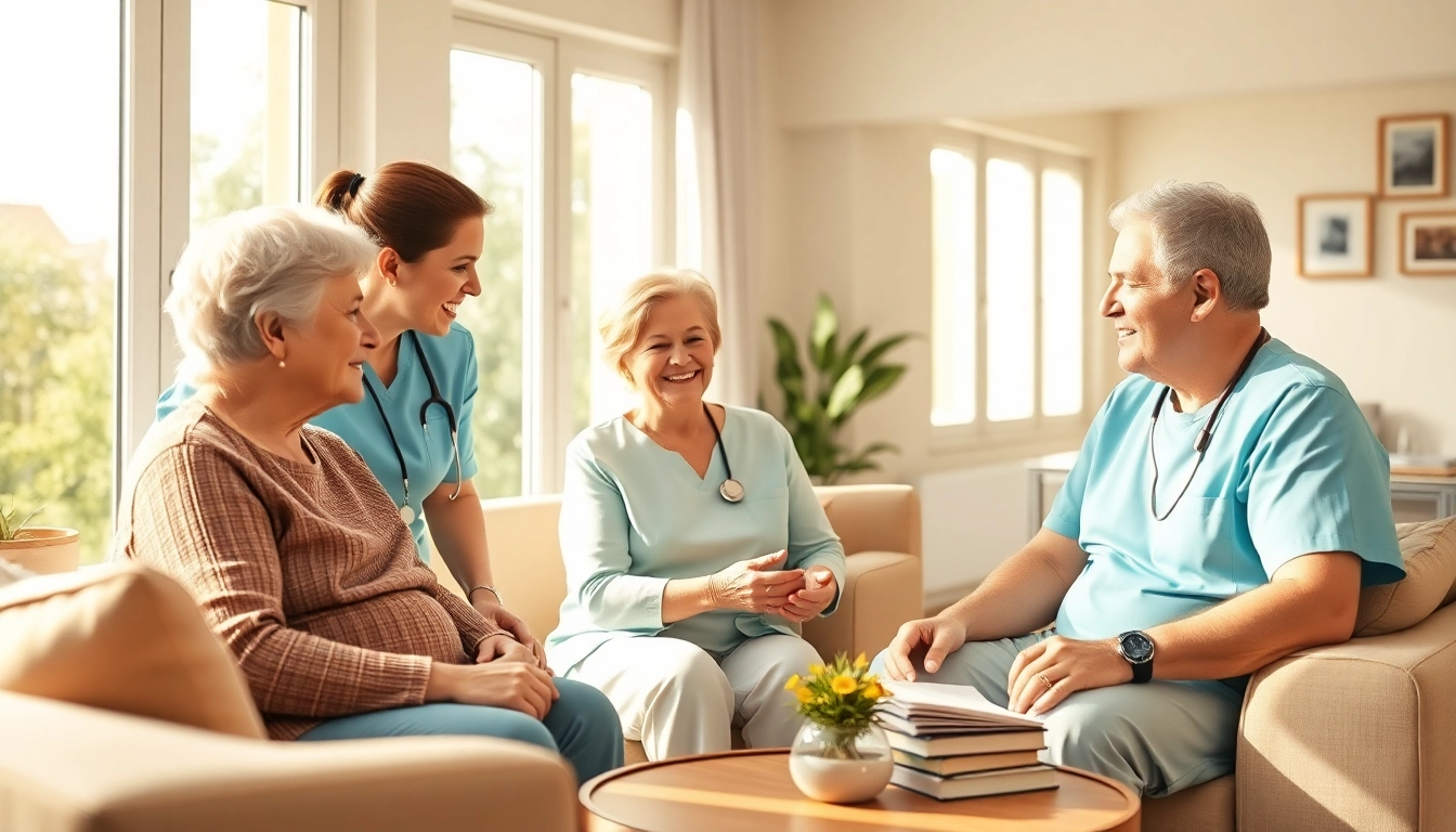 Enhance austin senior home care services with compassionate caregivers engaging with seniors in a warm setting.